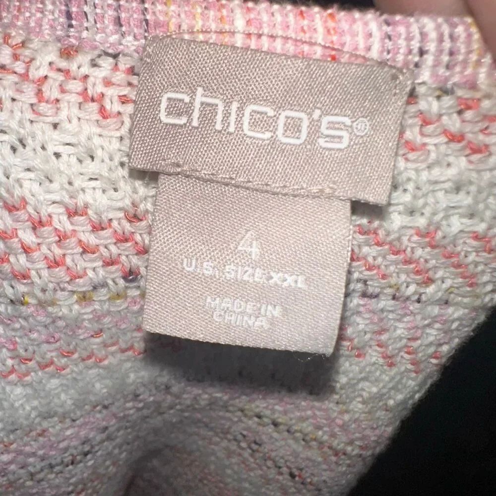 Chico’s 4/XXL multicolored textured coastal drape cardigan sweater - Picture 3 of 3